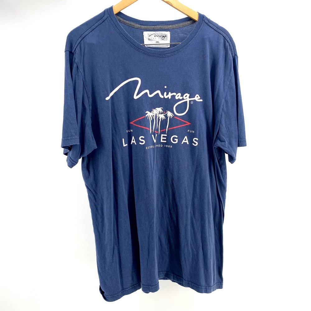 Mirage Las Vegas T Shirt Blue Palm Trees Sun Fun Graphic Tee Mens XXL Fits Large - Picture 4 of 5
